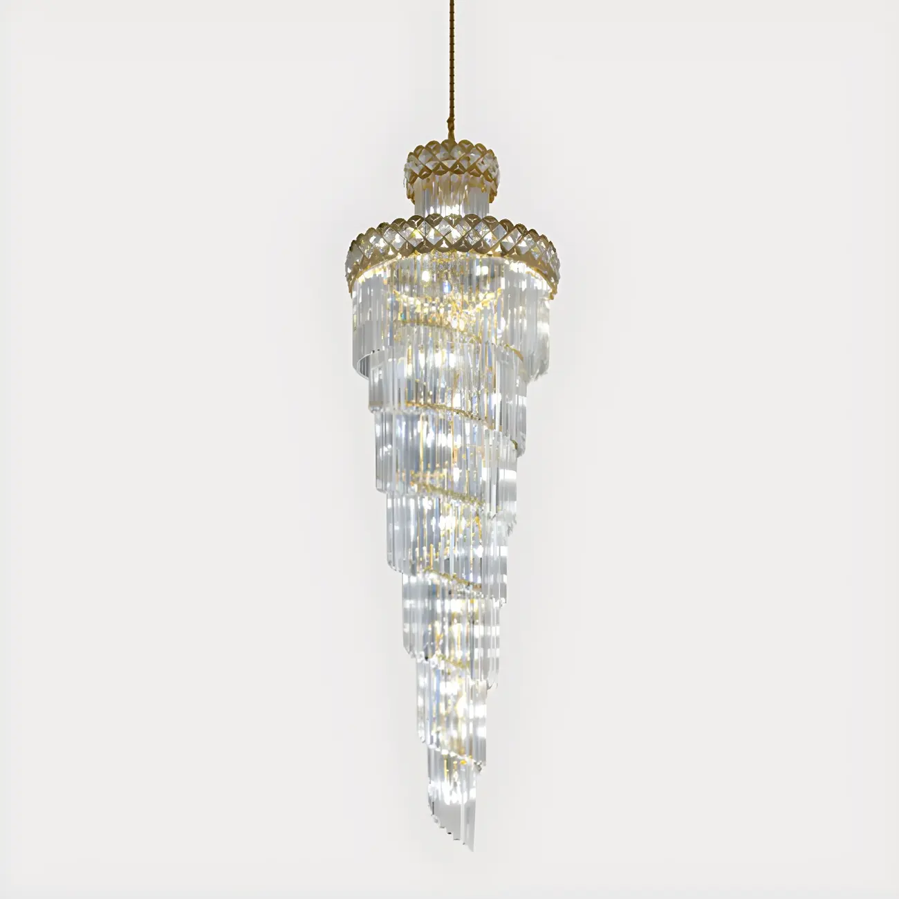 Luxurious Spiral Tiered LED Crystal Chandelier Image - 10 | homeyfad