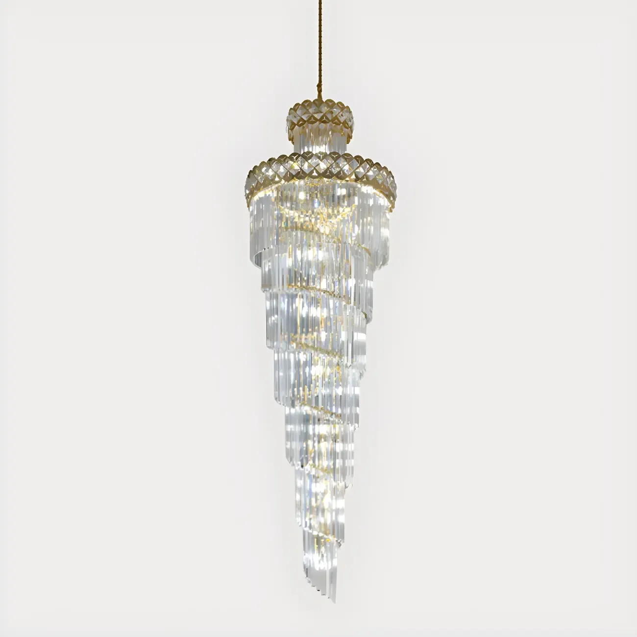 Luxurious Spiral Tiered LED Crystal Chandelier Image - 10
