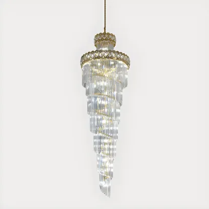 Luxurious Spiral Tiered LED Crystal Chandelier Image - 10
