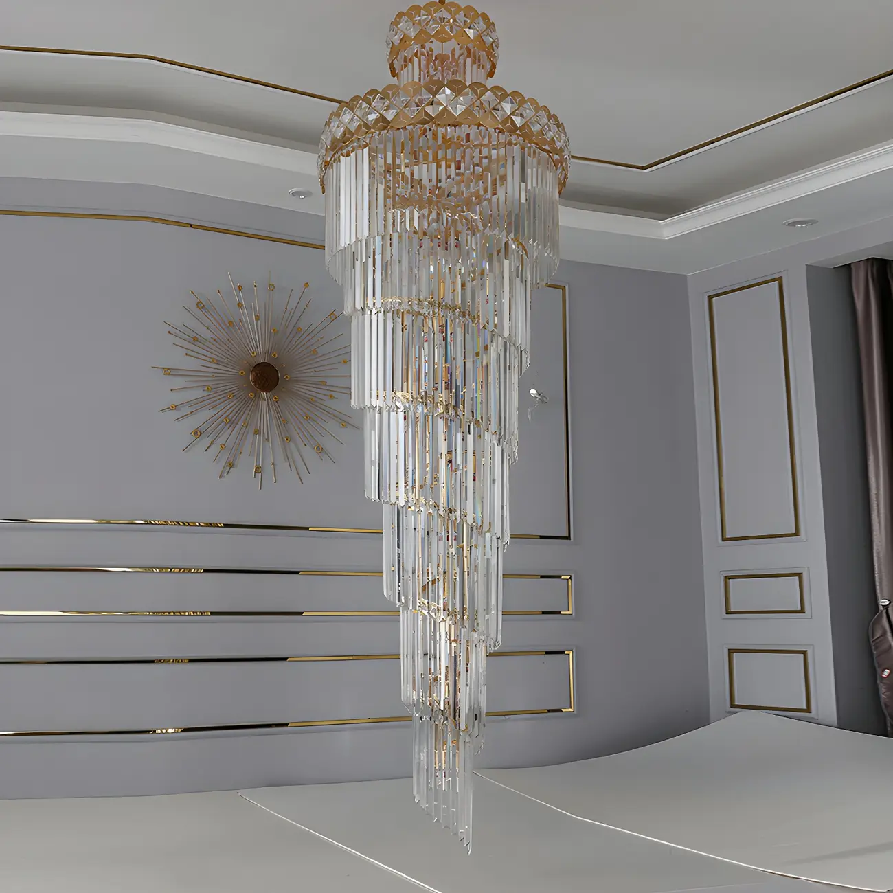 Luxurious Spiral Tiered LED Crystal Chandelier Image - 13 | homeyfad