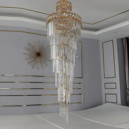 Luxurious Spiral Tiered LED Crystal Chandelier Image - 13