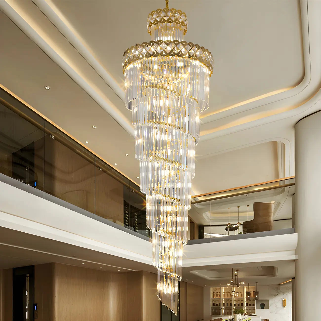 Luxurious Spiral Tiered LED Crystal Chandelier Image - 5 | homeyfad