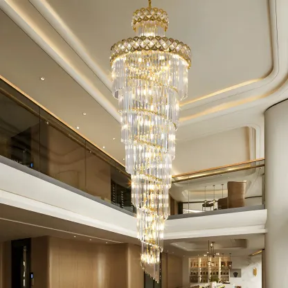 Luxurious Spiral Tiered LED Crystal Chandelier Image - 5