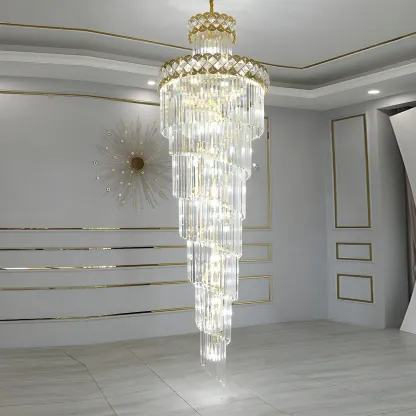 Luxurious Spiral Tiered LED Crystal Chandelier Image - 14