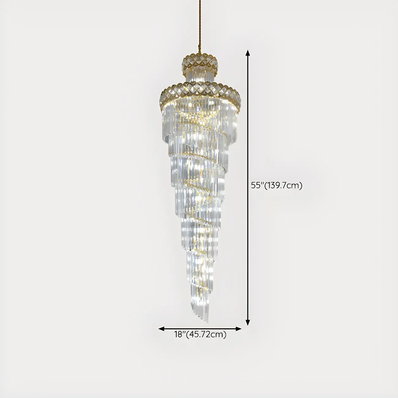 Luxurious Spiral Tiered LED Crystal Chandelier #size