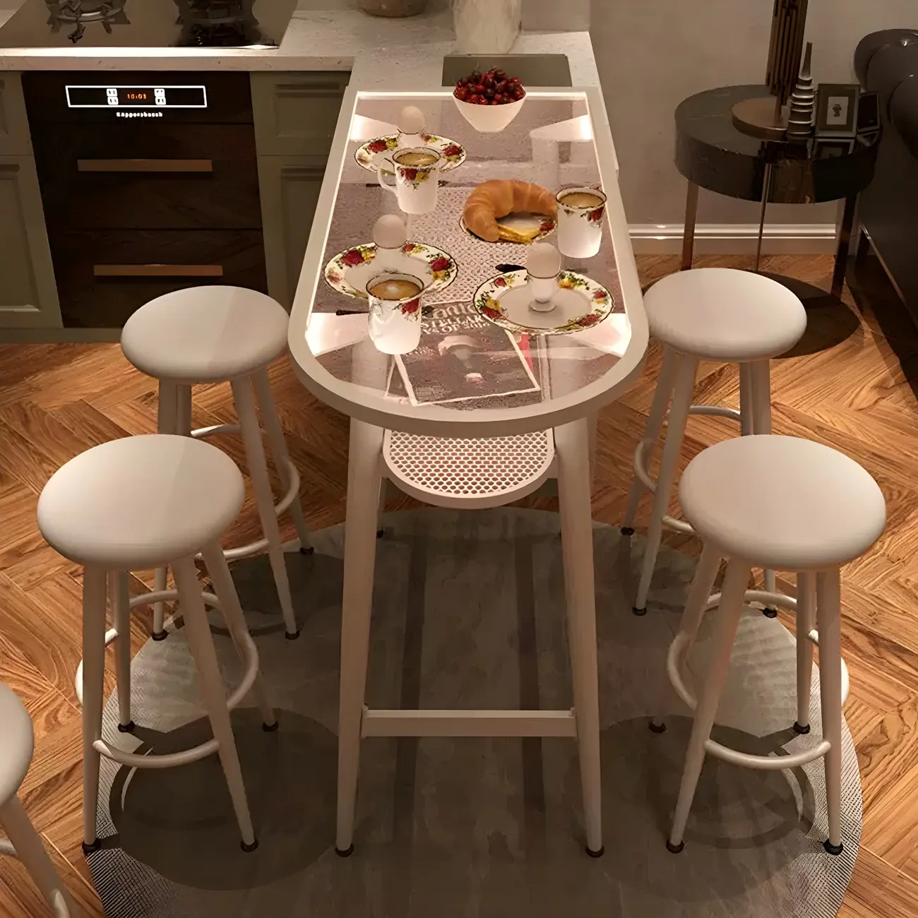 Compact Clear Glass Gold Metal Shelf Free Form Bar Tables Image - 1 | homeyfad