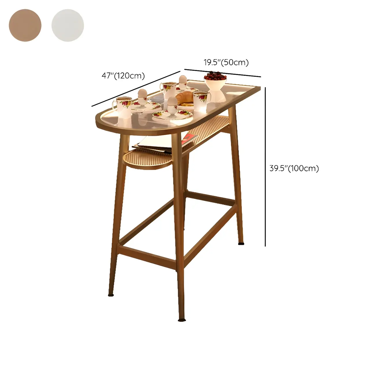 Compact Clear Glass Gold Metal Shelf Free Form Bar Tables #size | homeyfad