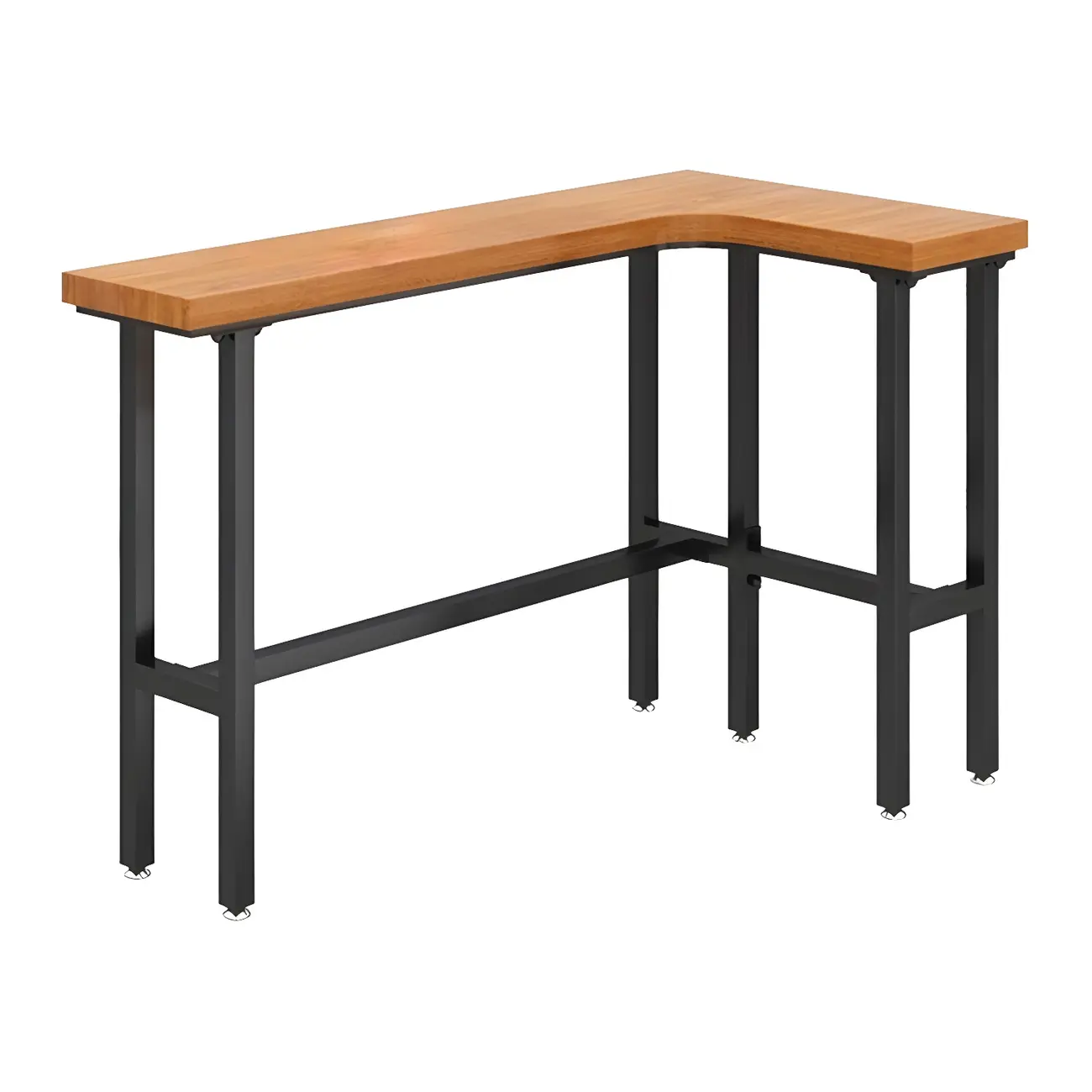 Modern L-Shape Natural Wood Metal Trestle Bar Tables Image - 5 | homeyfad