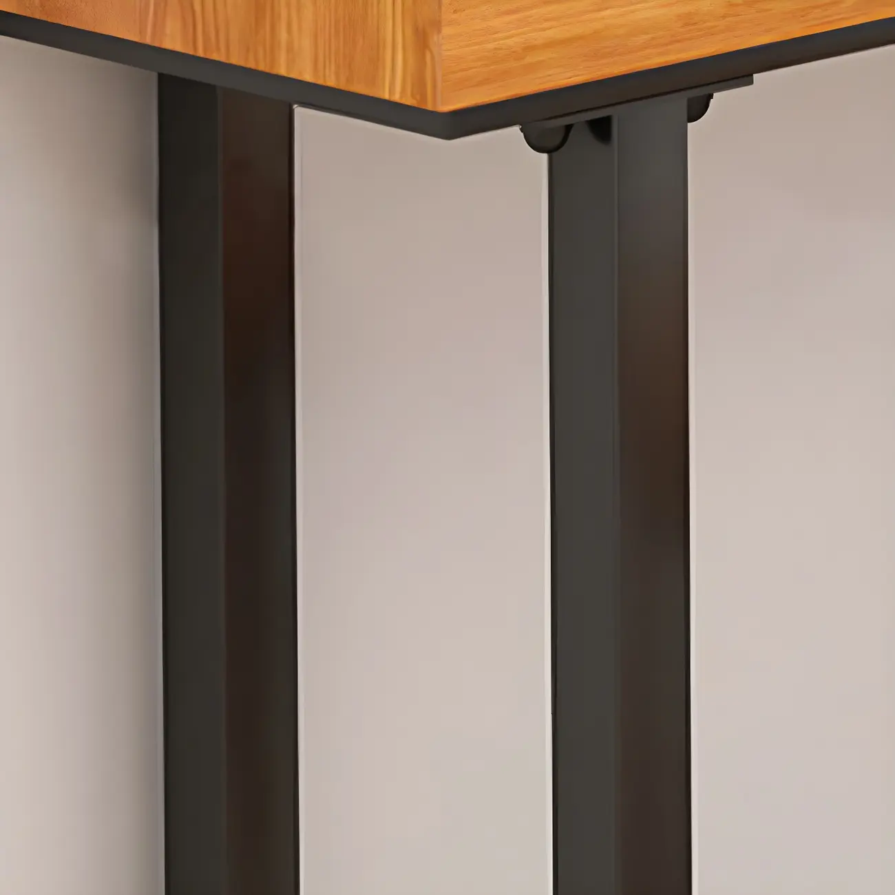 Modern L-Shape Natural Wood Metal Trestle Bar Tables Image - 7 | homeyfad