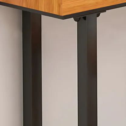 Modern L-Shape Natural Wood Metal Trestle Bar Tables Image - 7