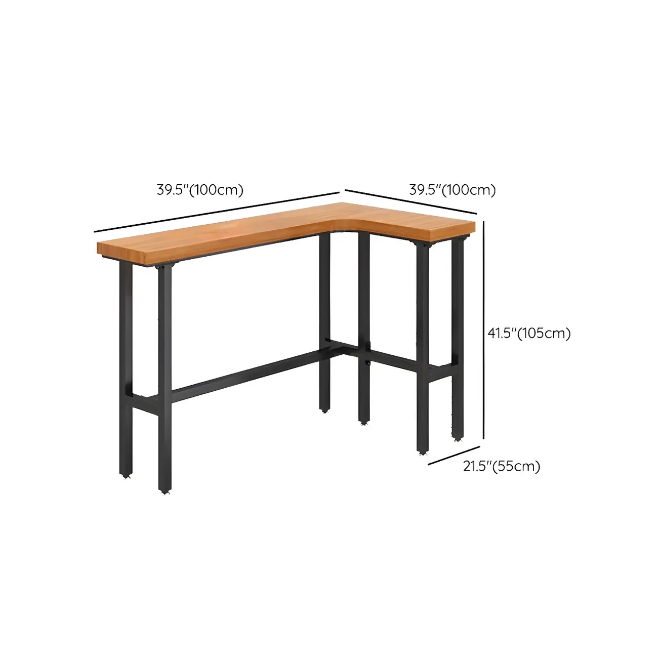 Modern L-Shape Natural Wood Metal Trestle Bar Tables #size | homeyfad