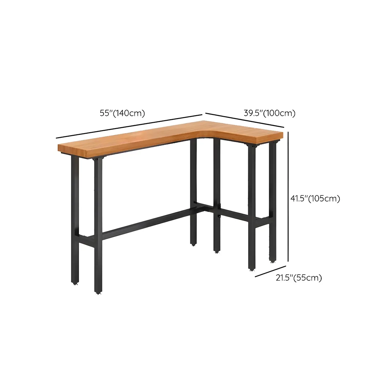 Modern L-Shape Natural Wood Metal Trestle Bar Tables Image - 10 | homeyfad