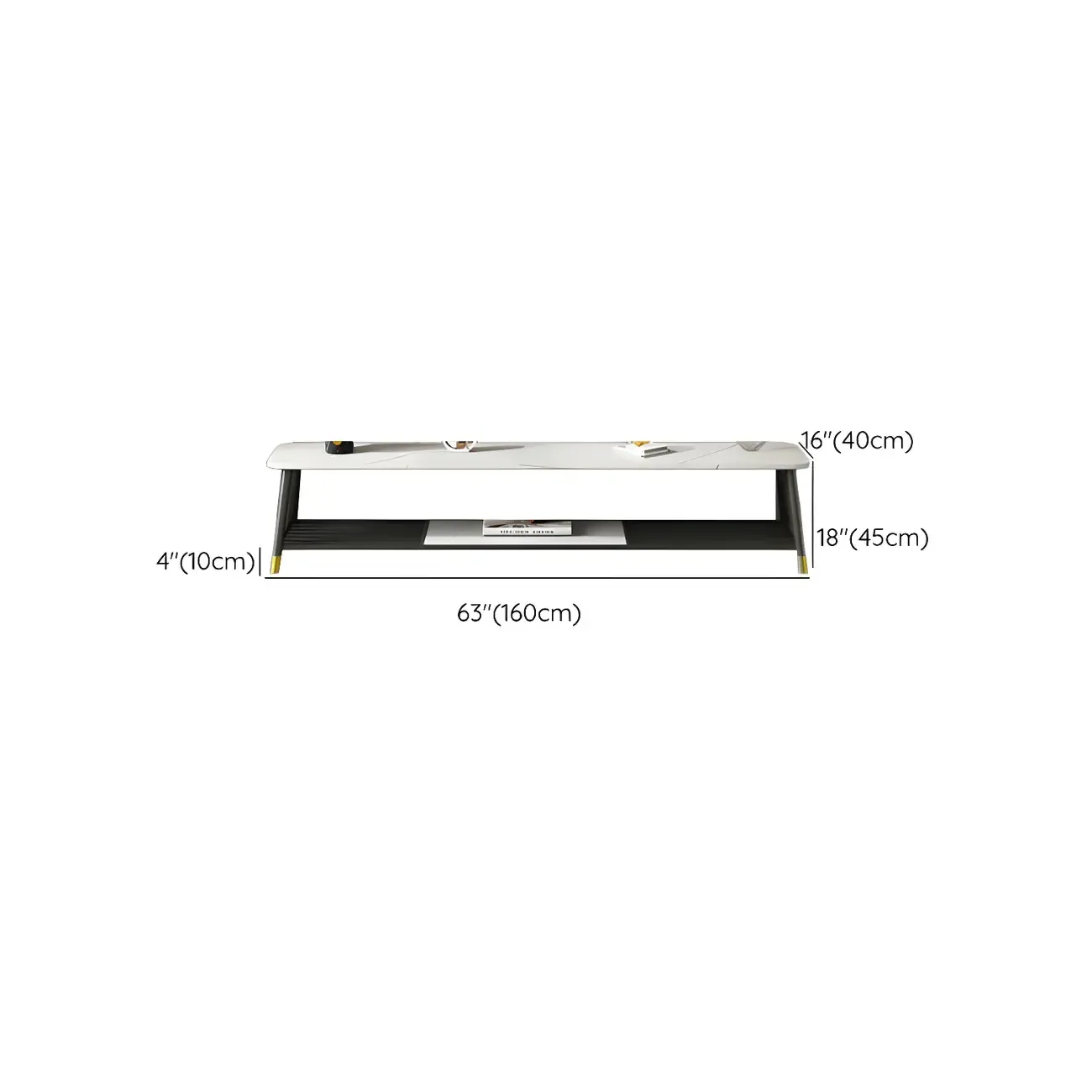 Minimalist Stone TV Stand with Open Shelving for Living Room #size