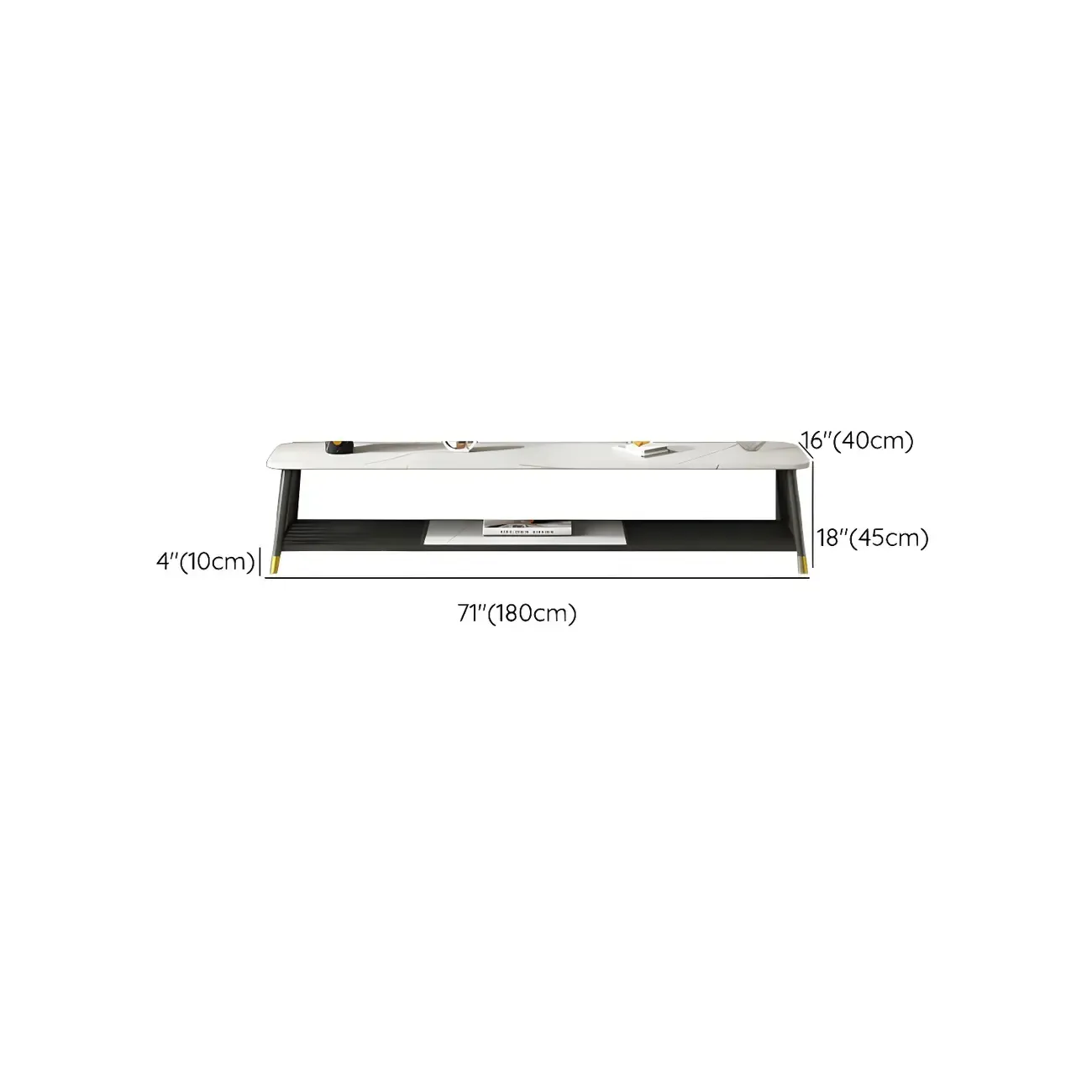 Minimalist Stone TV Stand with Open Shelving for Living Room Image - 13