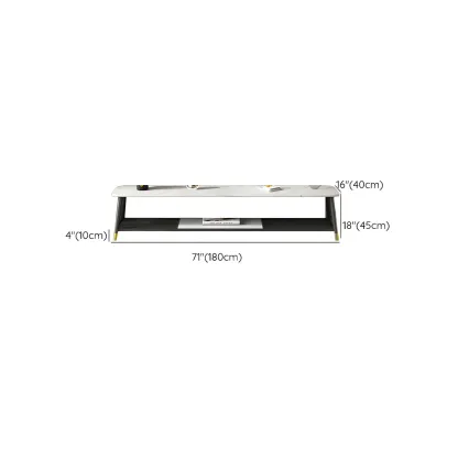Minimalist Stone TV Stand with Open Shelving for Living Room Image - 13