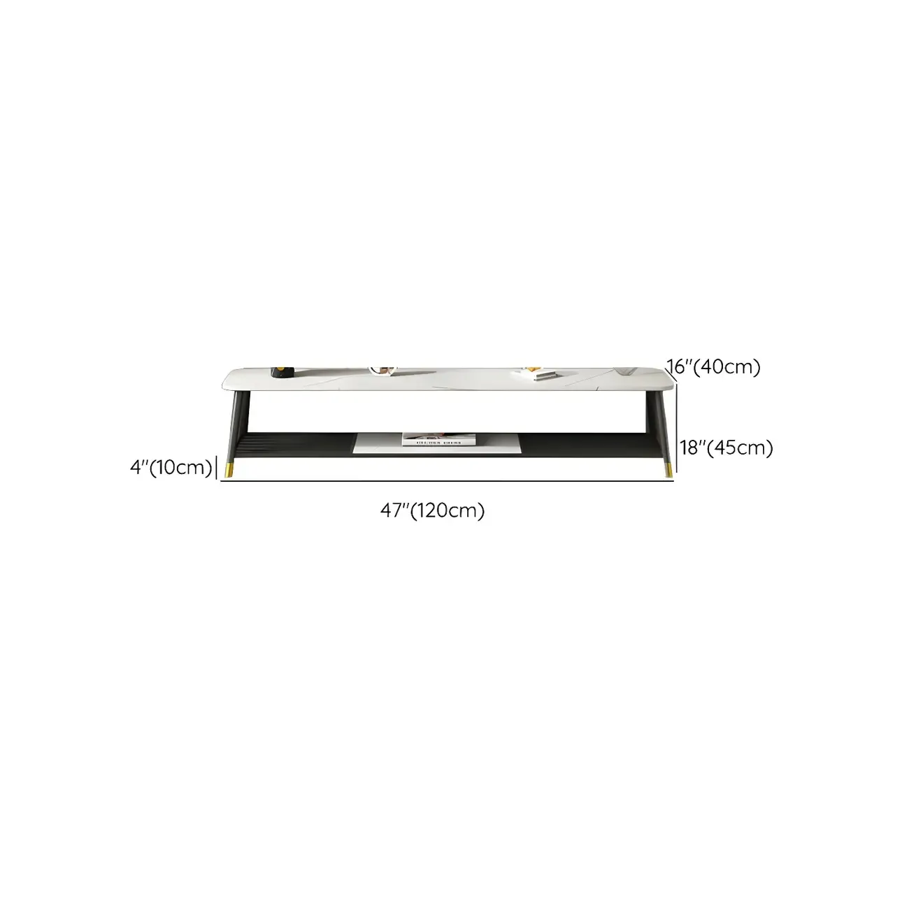Minimalist Stone TV Stand with Open Shelving for Living Room Image - 15