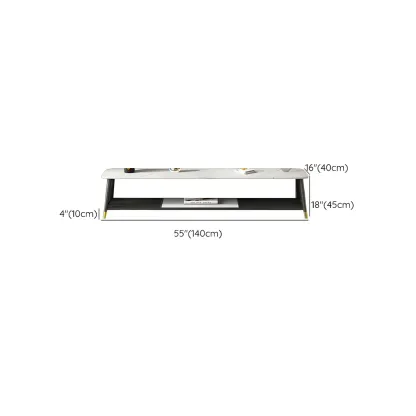 Minimalist Stone TV Stand with Open Shelving for Living Room Image - 16