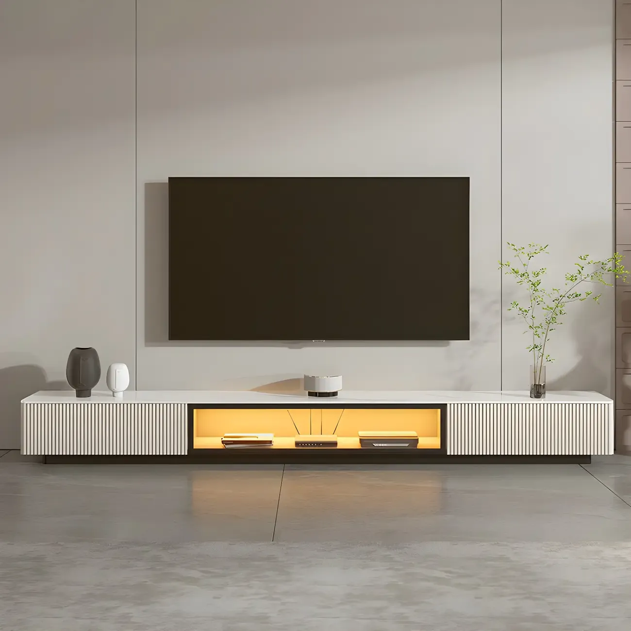 Durable Stone Mueble Para TV Stand with Soft Close Drawers Image - 5