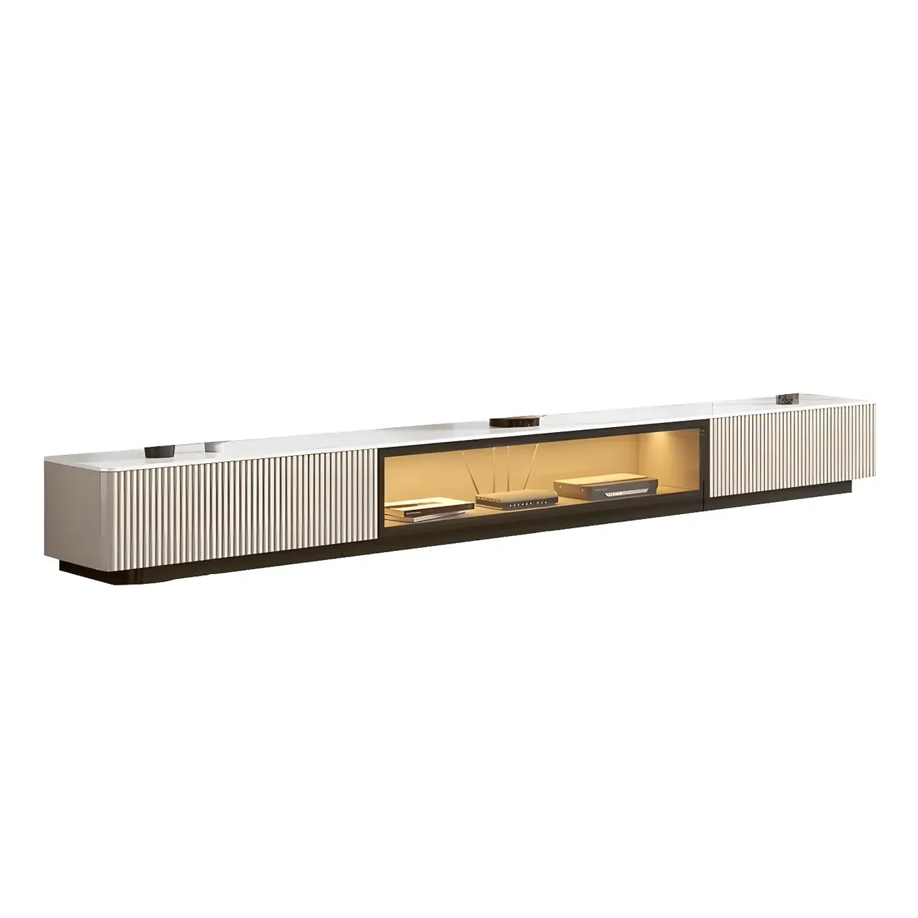 Durable Stone Mueble Para TV Stand with Soft Close Drawers Image - 7
