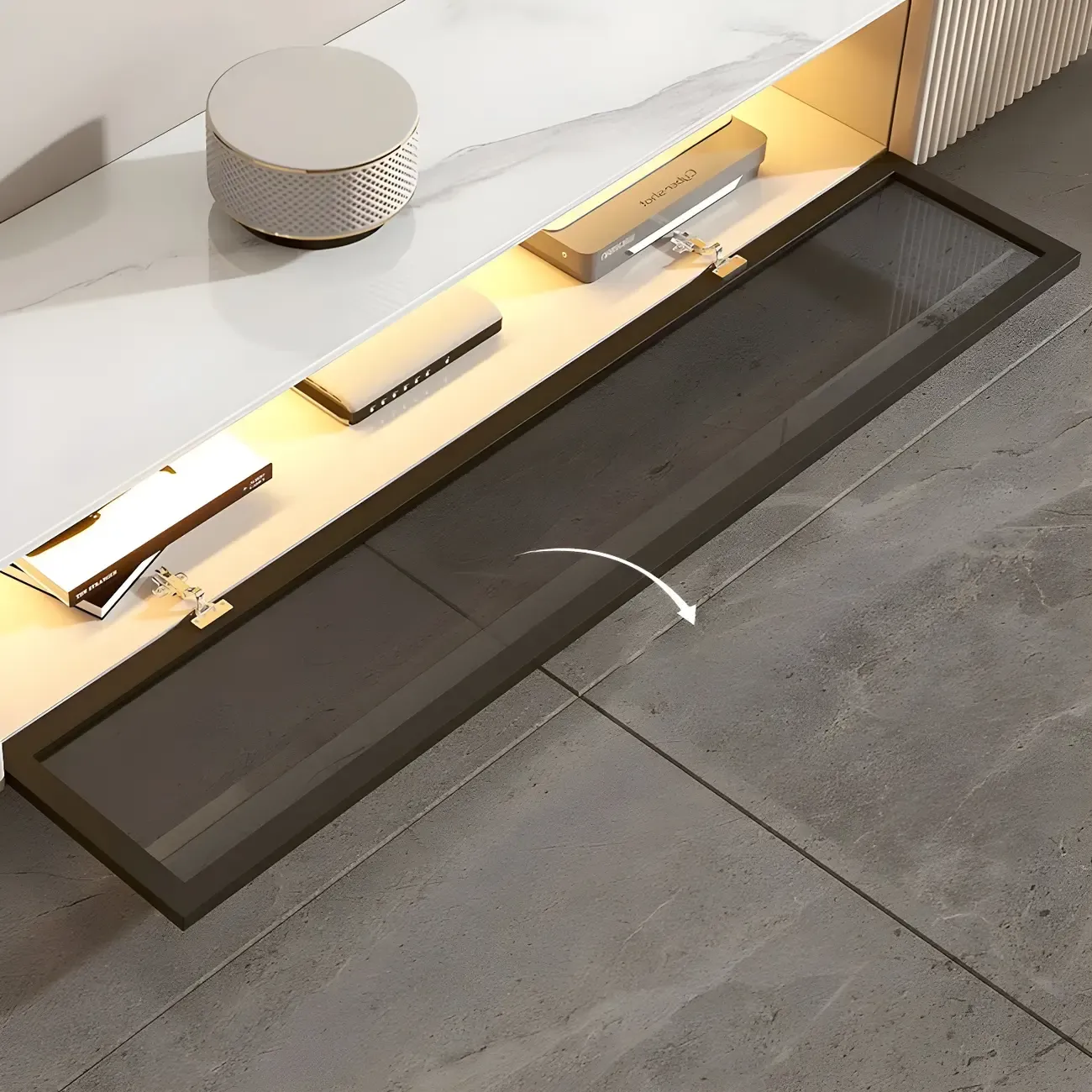 Durable Stone Mueble Para TV Stand with Soft Close Drawers Image - 10