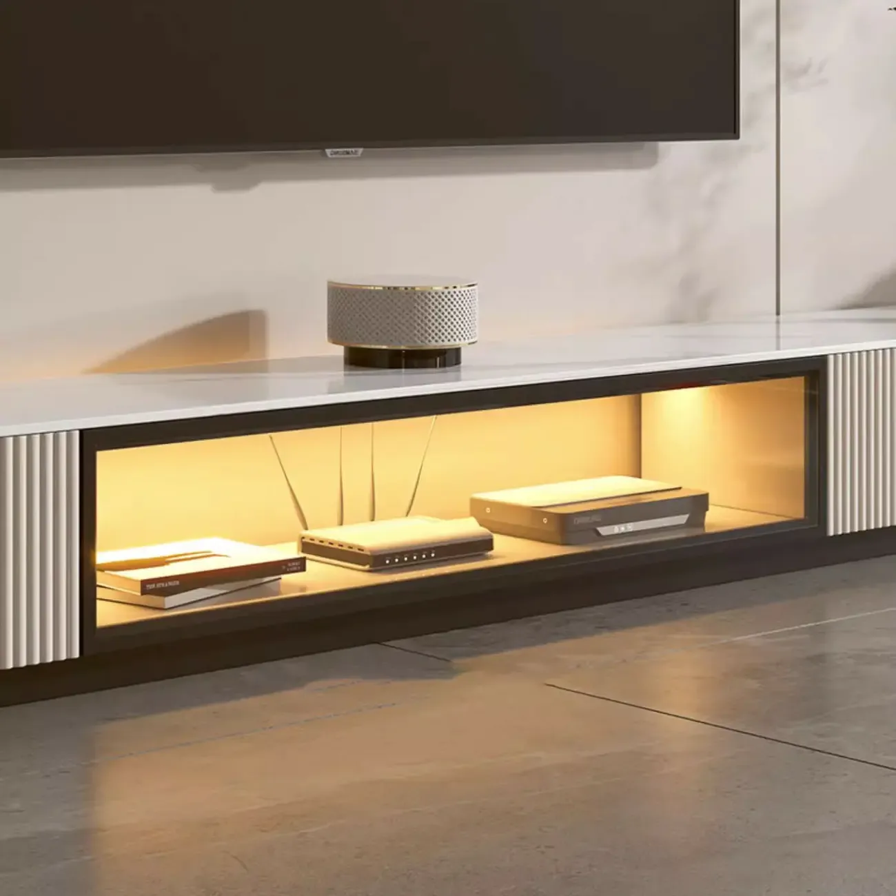 Durable Stone Mueble Para TV Stand with Soft Close Drawers Image - 11