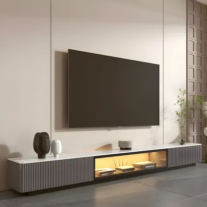 Durable Stone Mueble Para TV Stand with Soft Close Drawers Image - 13