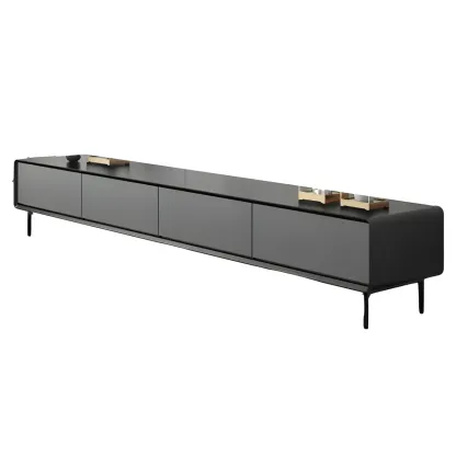 Elegant Grey Wooden TV Stand with Soft Close Drawers fro Home Image - 7