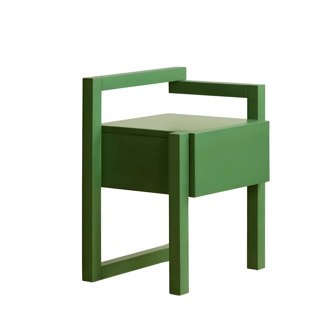 Green Wooden 1 Drawer Narrow Bedroom Nightstand Image - 3 | homeyfad
