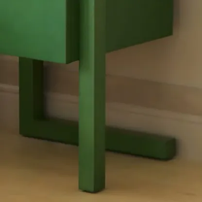 Green Wooden 1 Drawer Narrow Bedroom Nightstand Image - 8