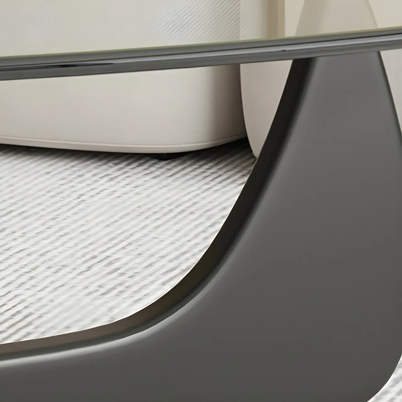 Modern Triangle Glass Coffee Table Wooden Base Image - 7 | homeyfad