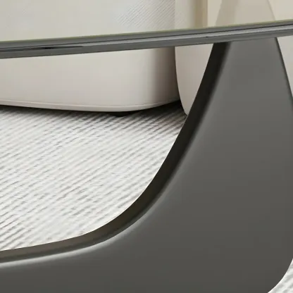 Modern Triangle Glass Coffee Table Wooden Base Image - 7