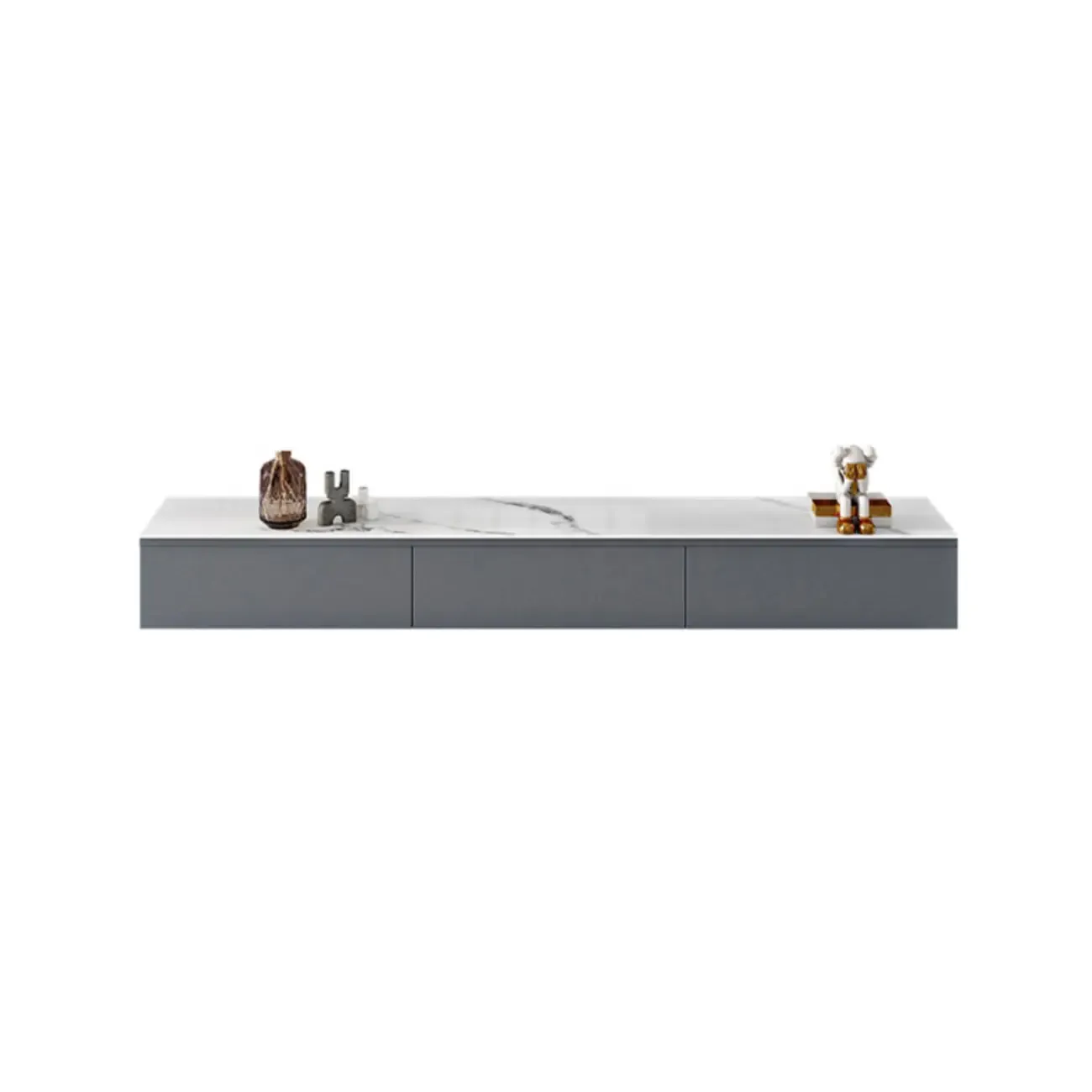 Modern Grey Stone Mueble Flotante Para TV Stand with Drawers Image - 5
