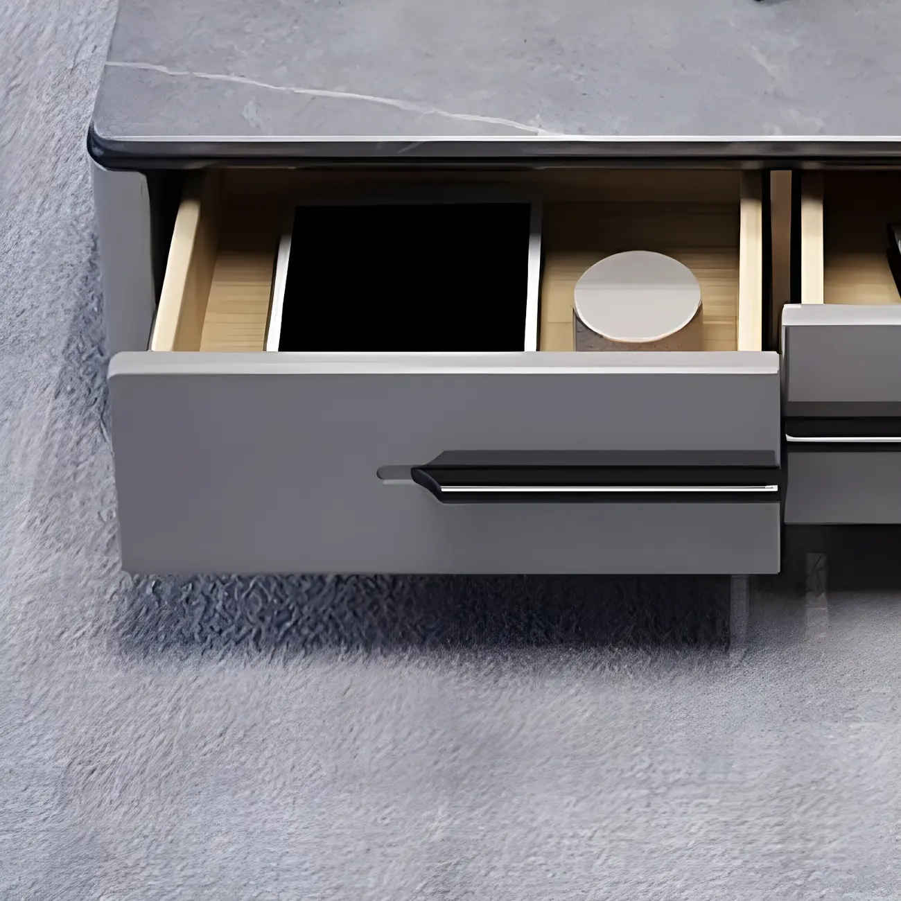 Contemporary Stone Mueble Para TV Stand with Drawer for Home Image - 5 | homeyfad