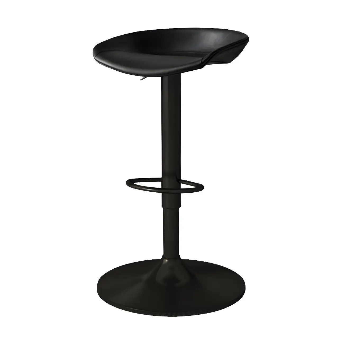 Modern Leather Black Pedestal Swivel Adjustable Bar Stool Image - 6 | homeyfad