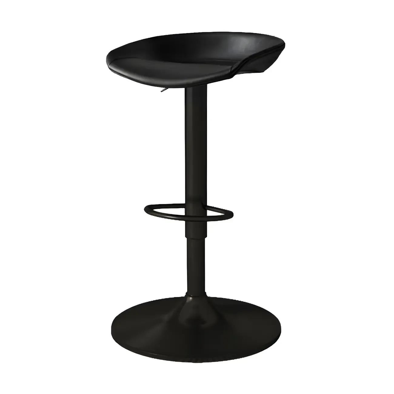 Modern Leather Black Pedestal Swivel Adjustable Bar Stool Image - 6