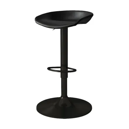 Modern Leather Black Pedestal Swivel Adjustable Bar Stool Image - 6