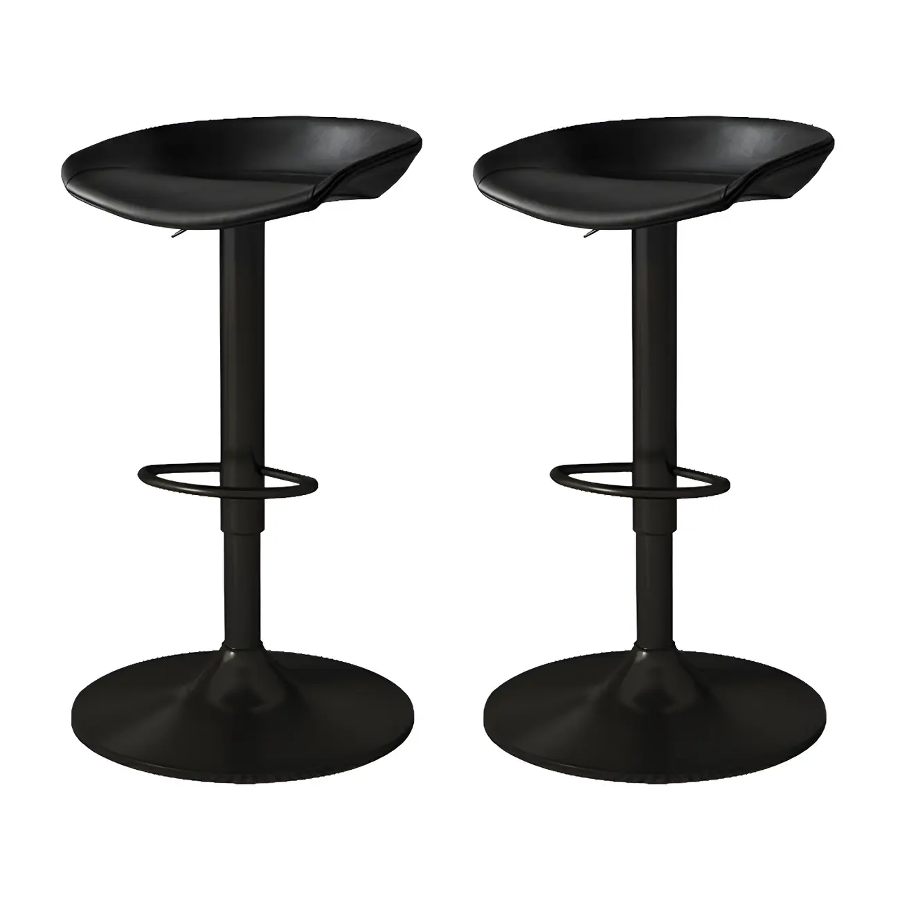 Modern Leather Black Pedestal Swivel Adjustable Bar Stool Image - 7 | homeyfad