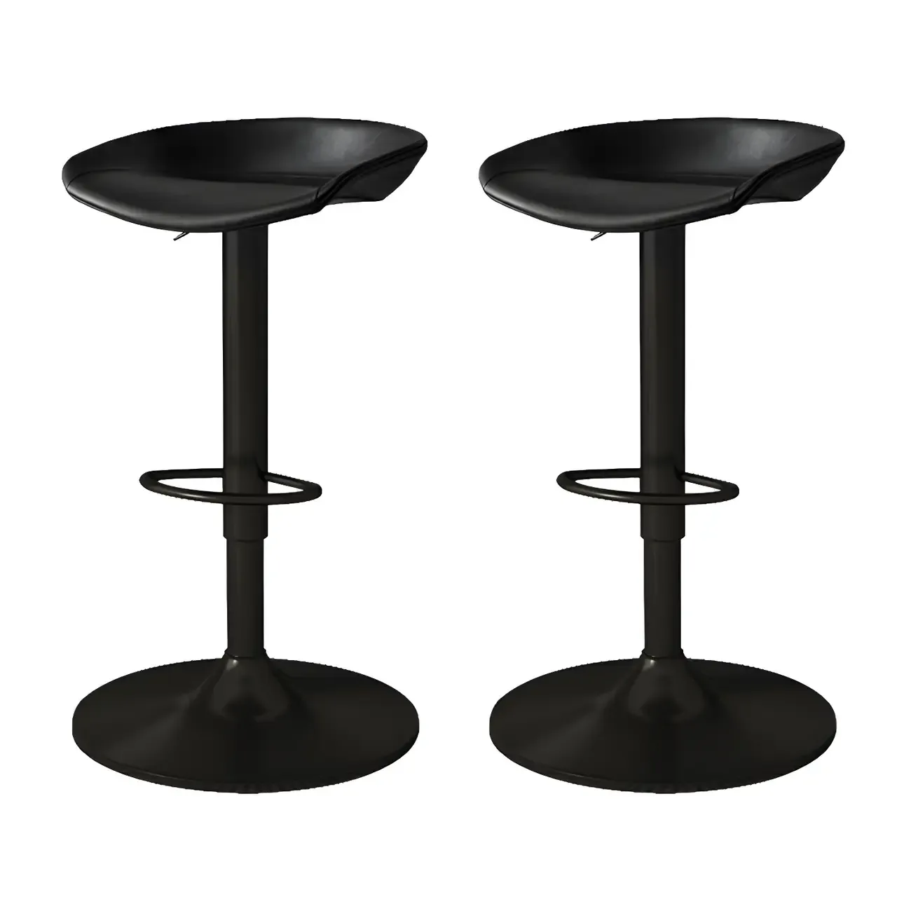 Modern Leather Black Pedestal Swivel Adjustable Bar Stool Image - 7