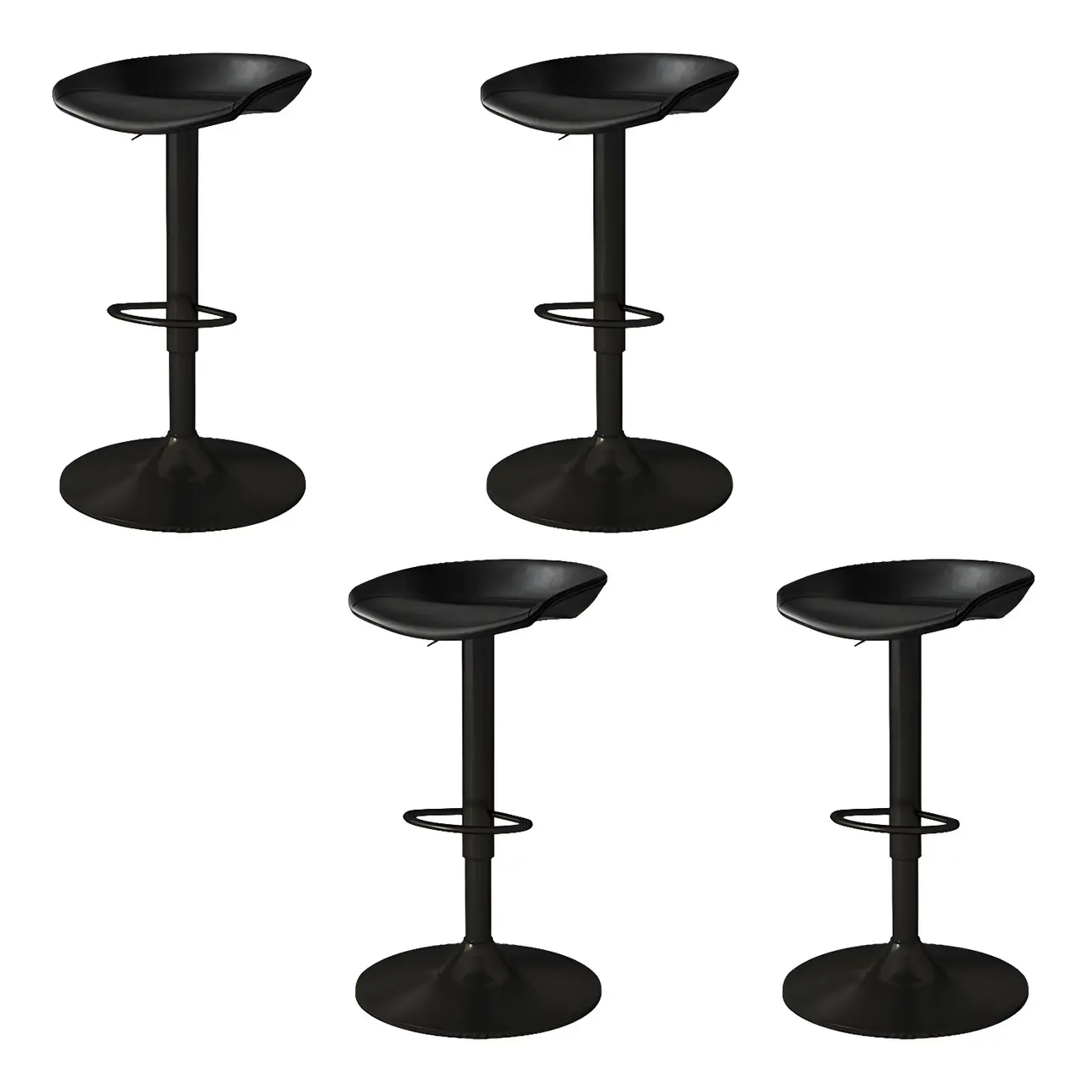 Modern Leather Black Pedestal Swivel Adjustable Bar Stool Image - 8 | homeyfad