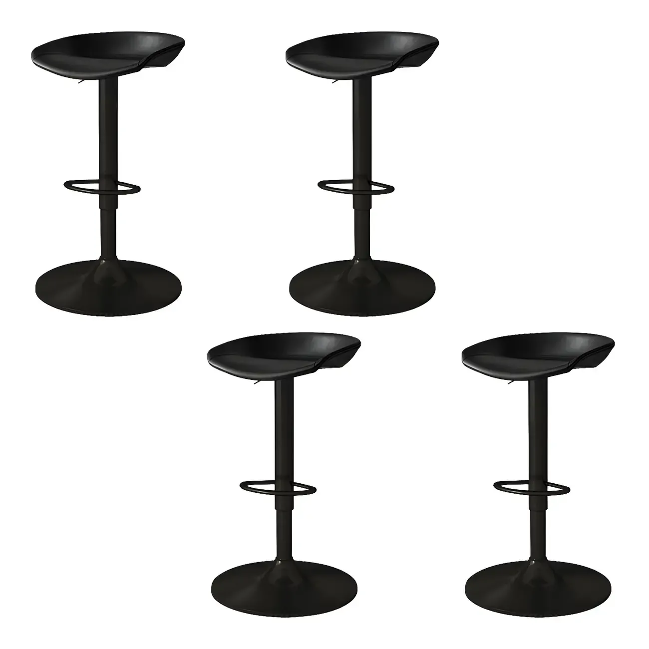 Modern Leather Black Pedestal Swivel Adjustable Bar Stool Image - 8