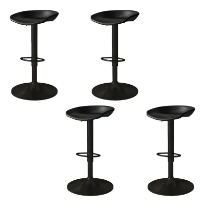 Modern Leather Black Pedestal Swivel Adjustable Bar Stool Image - 8