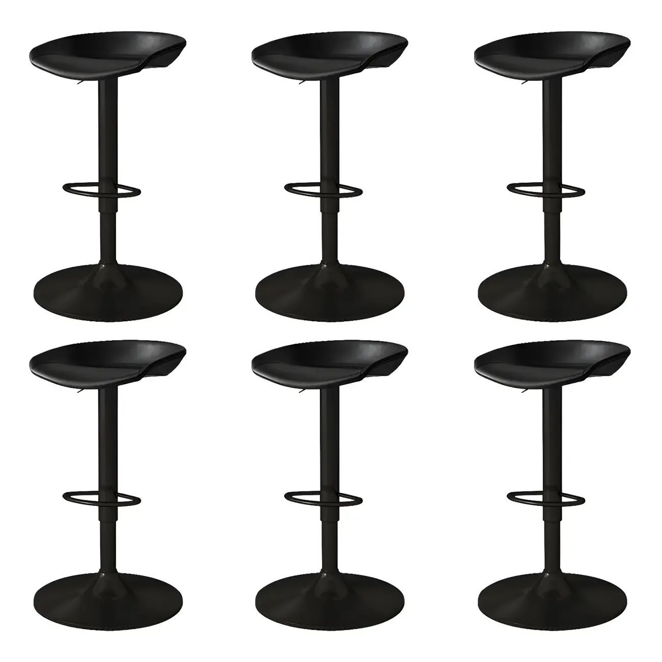 Modern Leather Black Pedestal Swivel Adjustable Bar Stool Image - 9