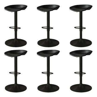 Modern Leather Black Pedestal Swivel Adjustable Bar Stool Image - 9