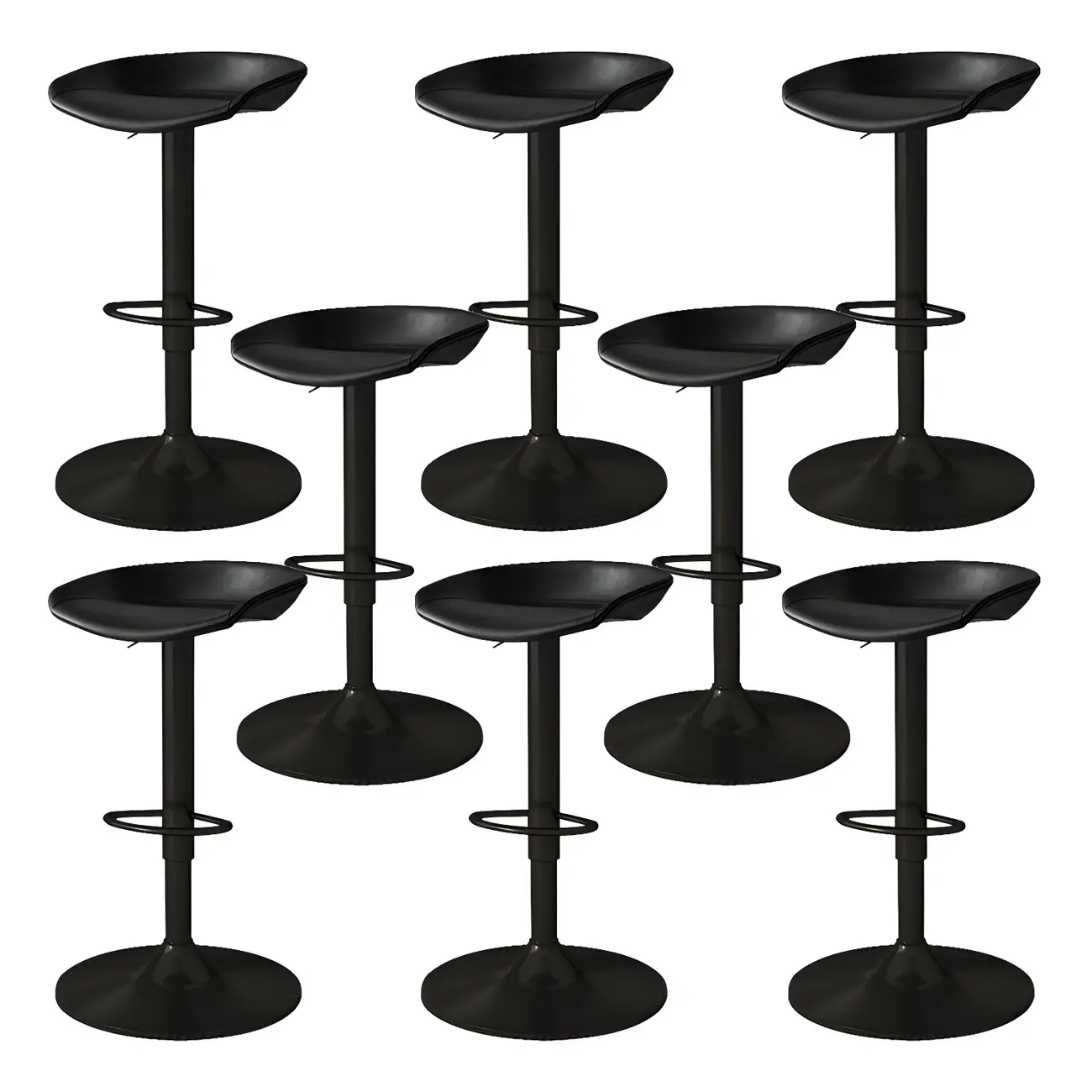 Modern Leather Black Pedestal Swivel Adjustable Bar Stool Image - 11 | homeyfad