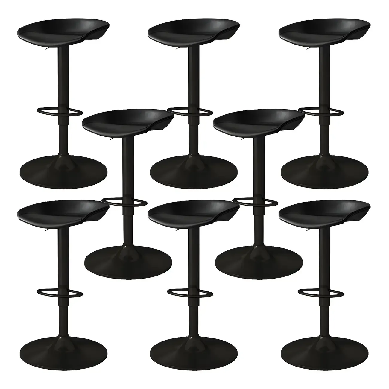 Modern Leather Black Pedestal Swivel Adjustable Bar Stool Image - 11