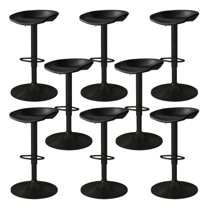 Modern Leather Black Pedestal Swivel Adjustable Bar Stool Image - 11