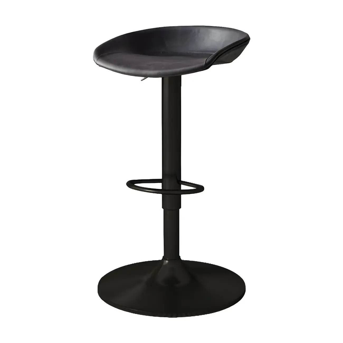 Modern Leather Black Pedestal Swivel Adjustable Bar Stool Image - 12