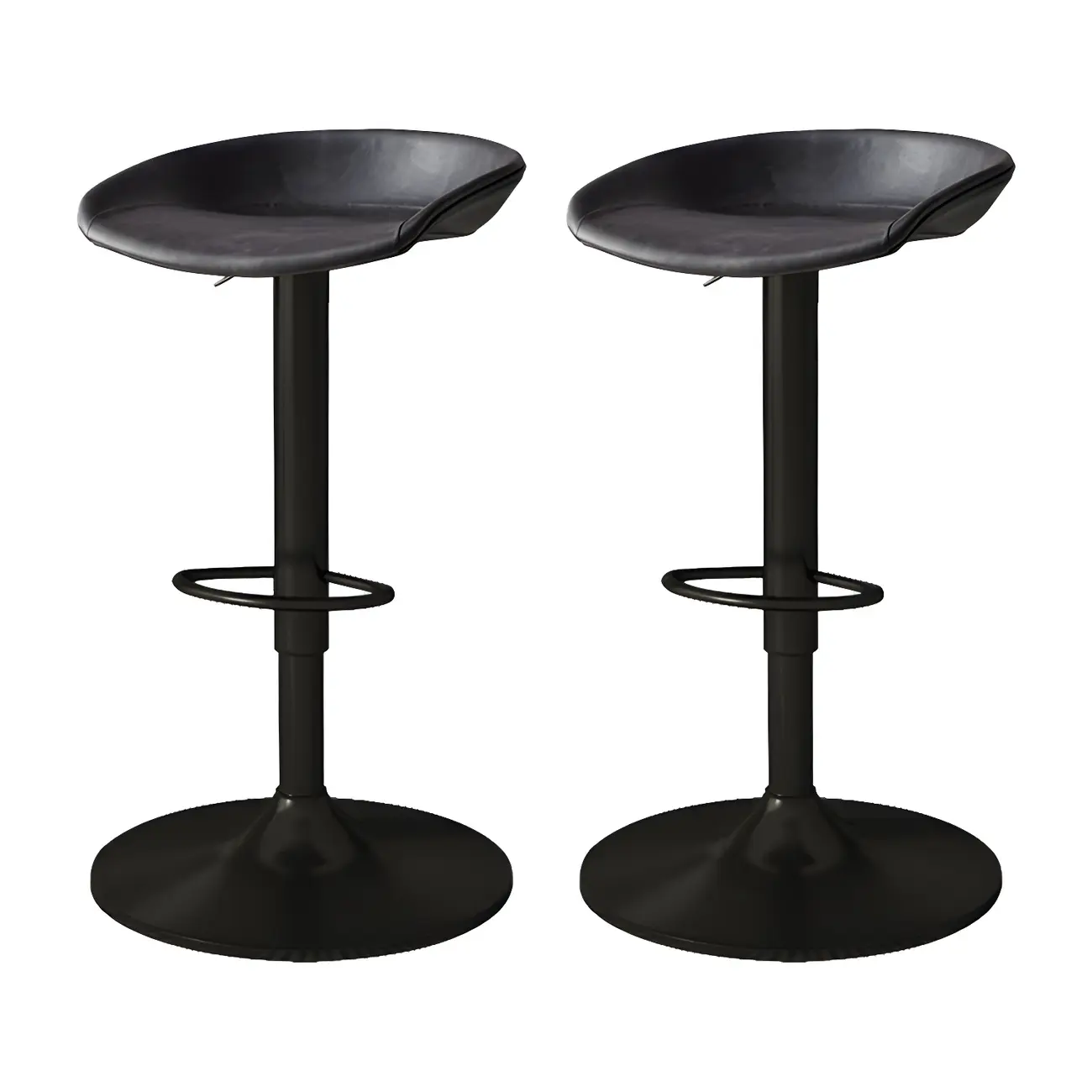 Modern Leather Black Pedestal Swivel Adjustable Bar Stool Image - 13 | homeyfad
