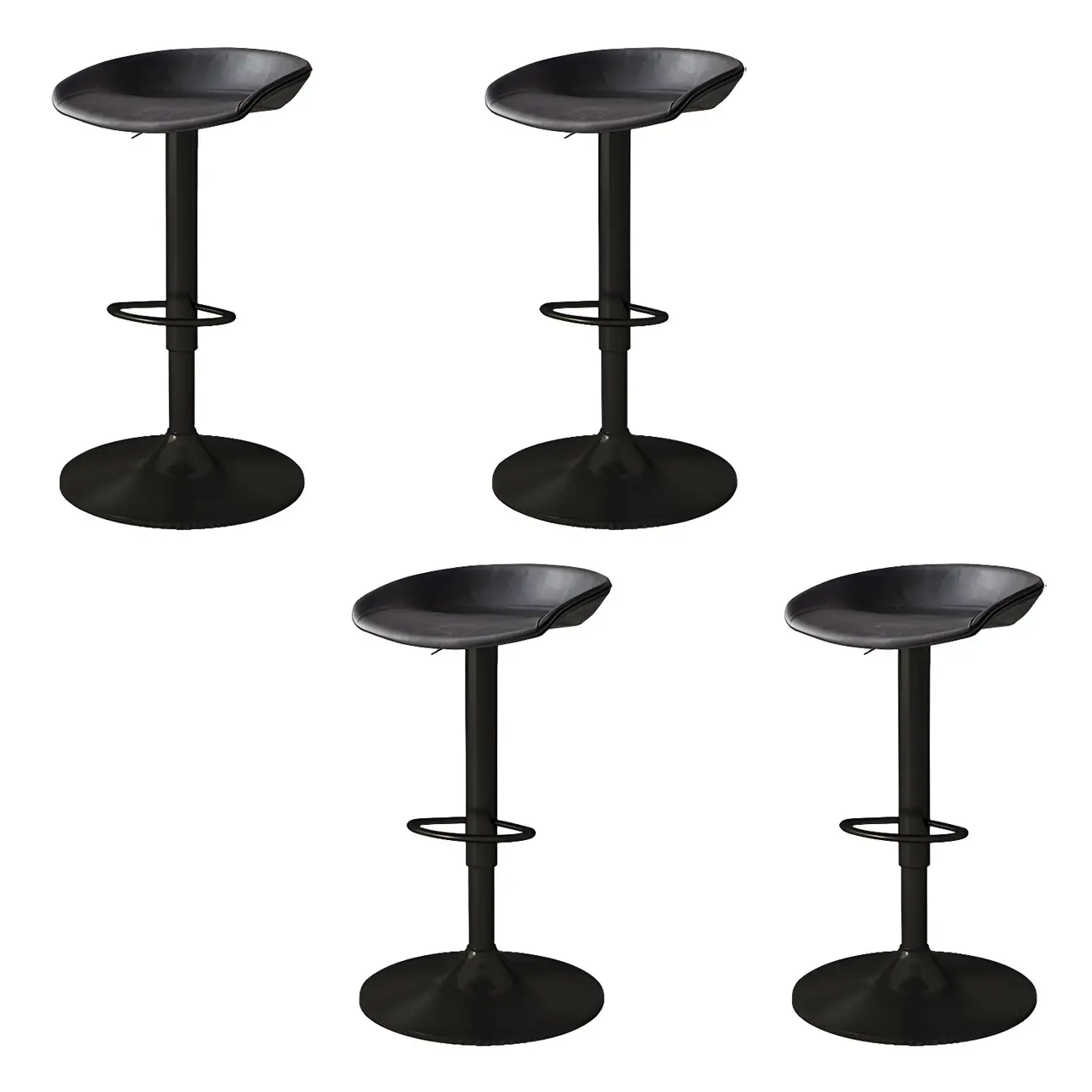 Modern Leather Black Pedestal Swivel Adjustable Bar Stool Image - 14 | homeyfad
