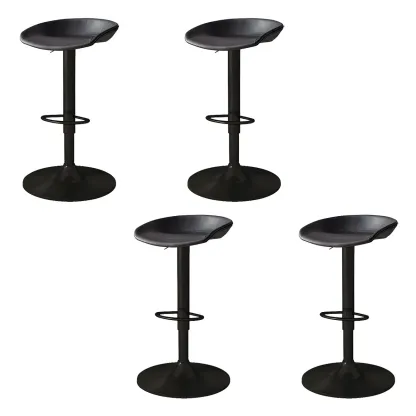 Modern Leather Black Pedestal Swivel Adjustable Bar Stool Image - 14